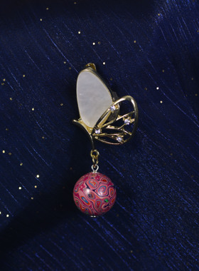 胸针纯手工非遗大漆珠子镶嵌欧珀配925银生日节日送友礼品