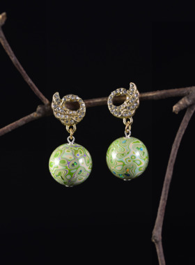 耳环耳饰纯手工非遗大漆珠子镶嵌欧珀配925银生日节日送友礼品