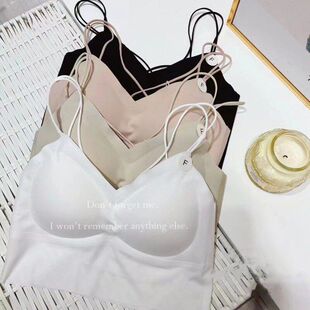 6029厚杯 冰丝无痕镂空美背裹胸细带交叉抹胸女内衣内搭中长背心