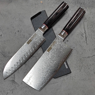 大马士革钢VG10小菜刀切片三德刀切肉瓜果蔬菜家用刀库存清仓微瑕