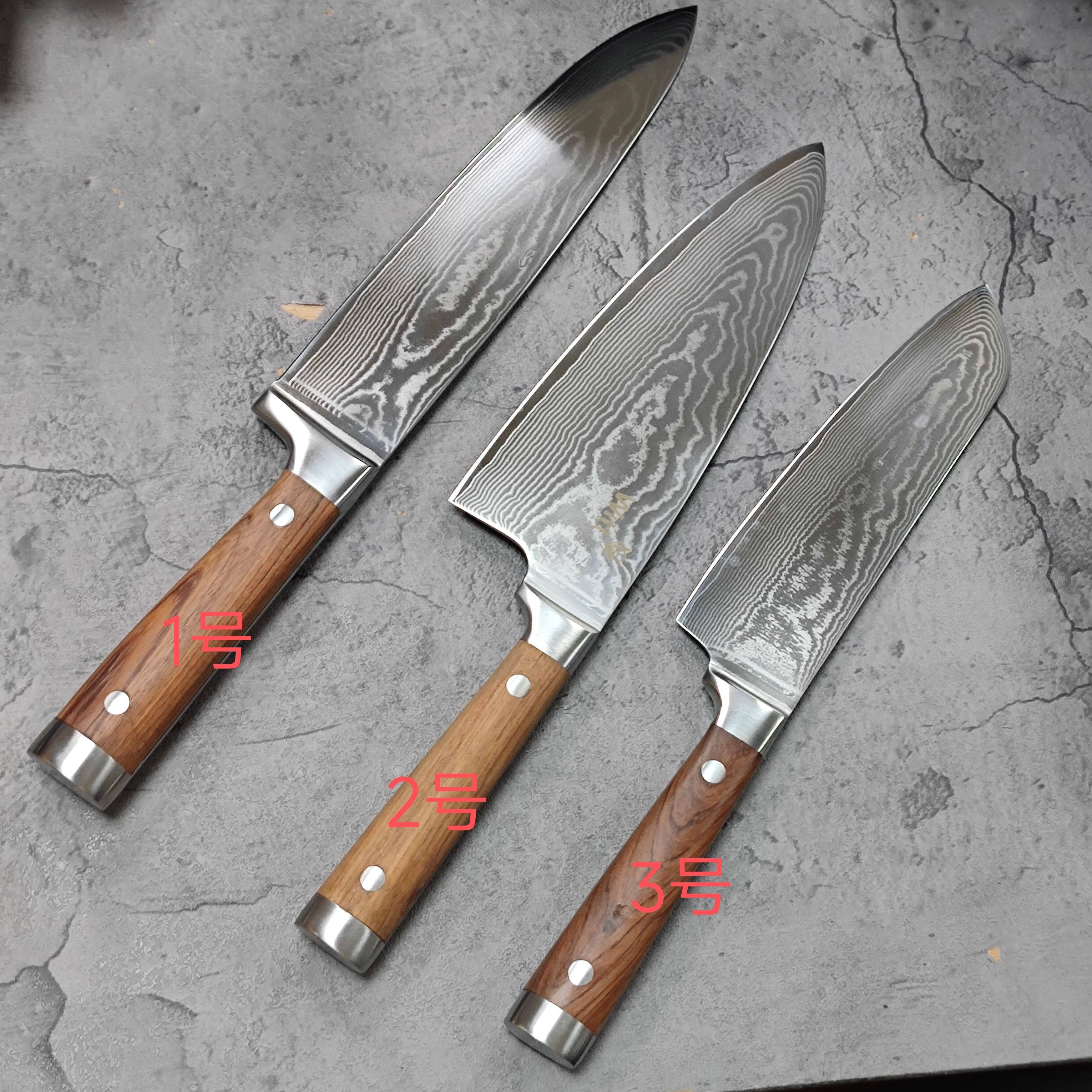 大马士革钢VG10厨师三德刀切肉刀牛刀料理刀锋利瓜果蔬菜小菜刀