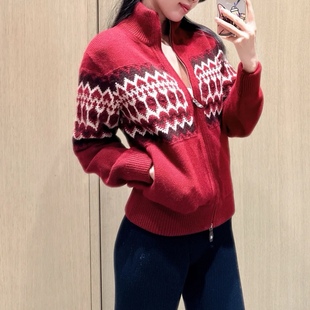 LP风格 女春秋外套 私服小众复古撞色羊毛羊绒毛衣针织开衫