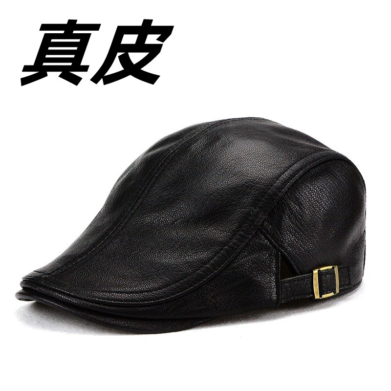 休闲前进帽蒂羽森鸭舌帽男真皮