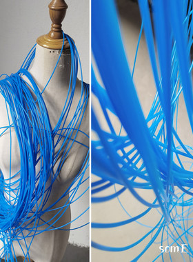 纳米级蓝色牛筋皮绳条形材料配件 编织辅助时装设计创意材料作品