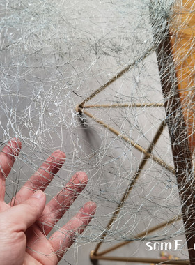 灰色枯枝稀疏镂空亚麻布料汉服纱亚麻古风布料裙子服装设计师面料