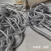 镭射立挺黑银色弹力扭曲造型亮丝管手工服装 饰设计创意辅料材料 装