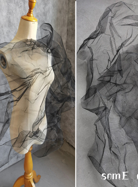 原创高密黑色可塑性钢丝网 固定任意折叠钢丝网布料 硬纱造型材料