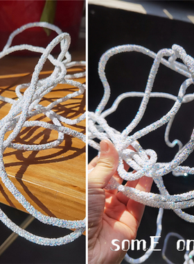 立体白色蓝珠晶体管绳 设计辅料花边diy演出服道具绳辅料材料面料