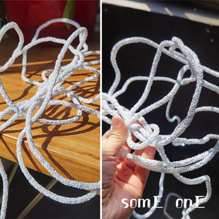 设计辅料花边diy演出服道具绳辅料材料面料 立体白色蓝珠晶体管绳