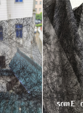 蝉翼薄黑色 线条纹立体肌理挺阔布料服装外套裤子原创设计师面料