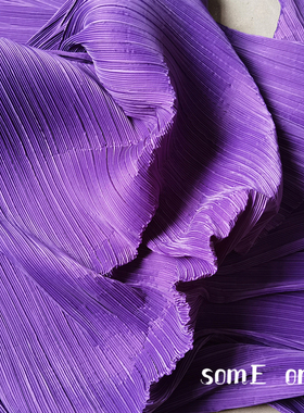 褶皱布三宅一生直量深紫色特殊肌理褶皱压褶百褶硬挺造型仿棉麻布