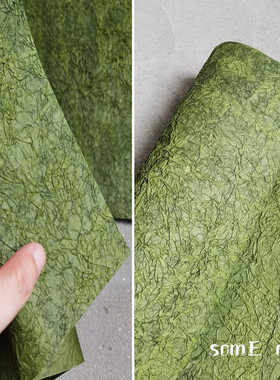 立体绿色双层褶皱纸重肌理不规则压褶皱创意外套服装设计师面料