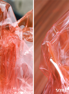 亮橙色透明液体幻彩镭射膜布料 tpu膜服装防水面料优于pvc皮革