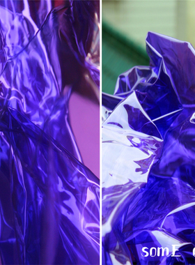 薰衣草紫色幻彩镭射膜布料 果冻tpu膜服装防水面料优于pvc皮革