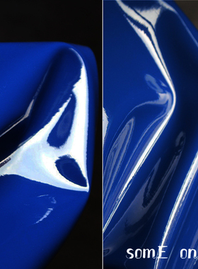 深深蓝色漆皮镜面硬挺皮布革料超亮PU皮革布料服舞蹈服装设计面料