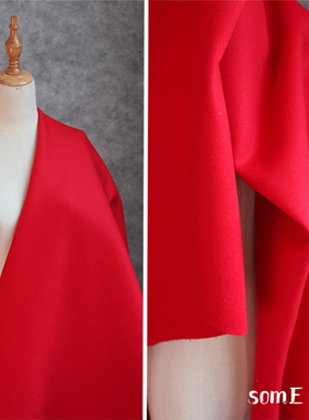 100%羊毛大衣呢－830克重 中国大红色冬季欧美经典廓形大衣面料