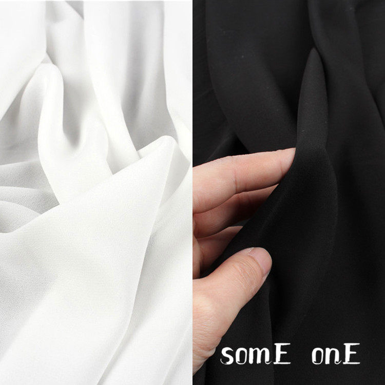 设计师雪纺布料 微透无弹力连衣裙服装纯色汉服布料加厚 珍珠乱麻