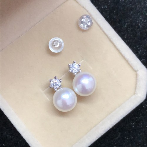 诸暨山下湖天然淡水珍珠耳钉 王妃款皇冠款纯银强光淡水珍珠耳钉 - 封面