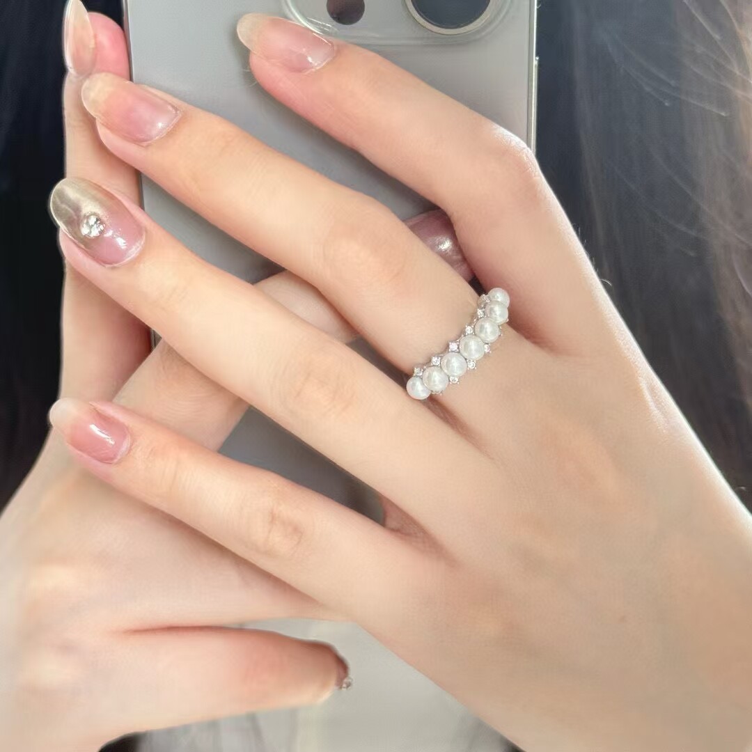 诸暨天然淡水珍珠戒指女款小珠珍珠戒指轻奢高级简约时尚百搭款