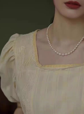 诸暨山下湖天然淡水米粒米形小珍珠项链4－5mm轻奢高级锁骨链气质