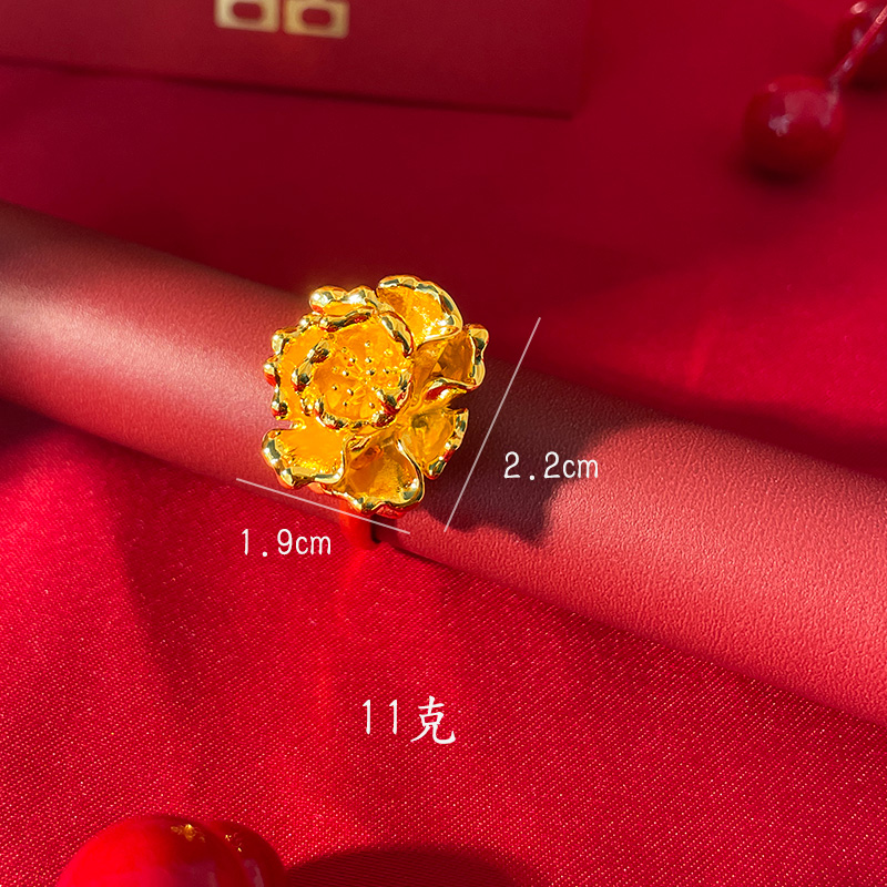 沙金新娘订婚戒指可调女