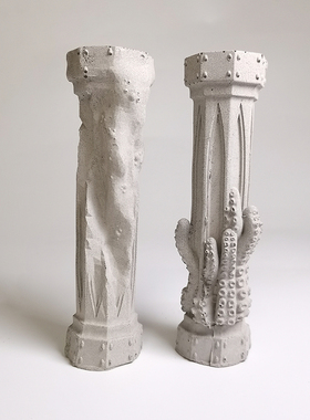 欧式混沌柱水泥混凝土鱼缸造景创意装饰水泥布景桌面摆件拍照道具