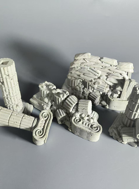 建筑废墟奥特玛废墟水泥混凝土鱼缸造景创意装饰水泥布景桌面摆件