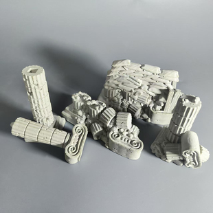 建筑废墟奥特玛废墟水泥混凝土鱼缸造景创意装饰水泥布景桌面摆件