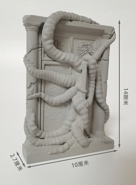 水泥鱼缸造景建筑石膏抽象艺术克图鲁门桌面装饰摆件北欧拍照道具