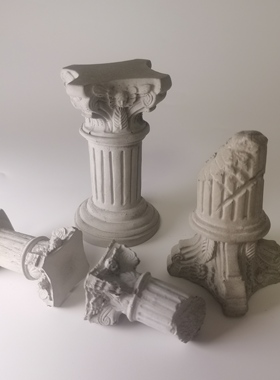 建筑欧式圣婴罗马柱水泥混凝土鱼缸造景创意装饰水泥布景桌面摆件