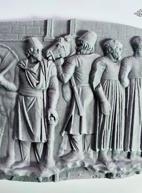 《图拉真纵队》石膏浮雕水泥建筑原创北欧风艺术橱窗陈列拍照道