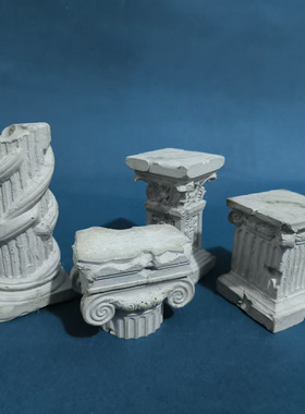 建筑废墟欧式罗马柱水泥混凝土鱼缸造景创意装饰水泥布景桌面摆件