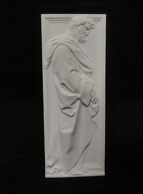 圣玛丽亚教堂披着斗篷的先知石膏浮雕装饰桌面摆件北欧风艺术浮雕