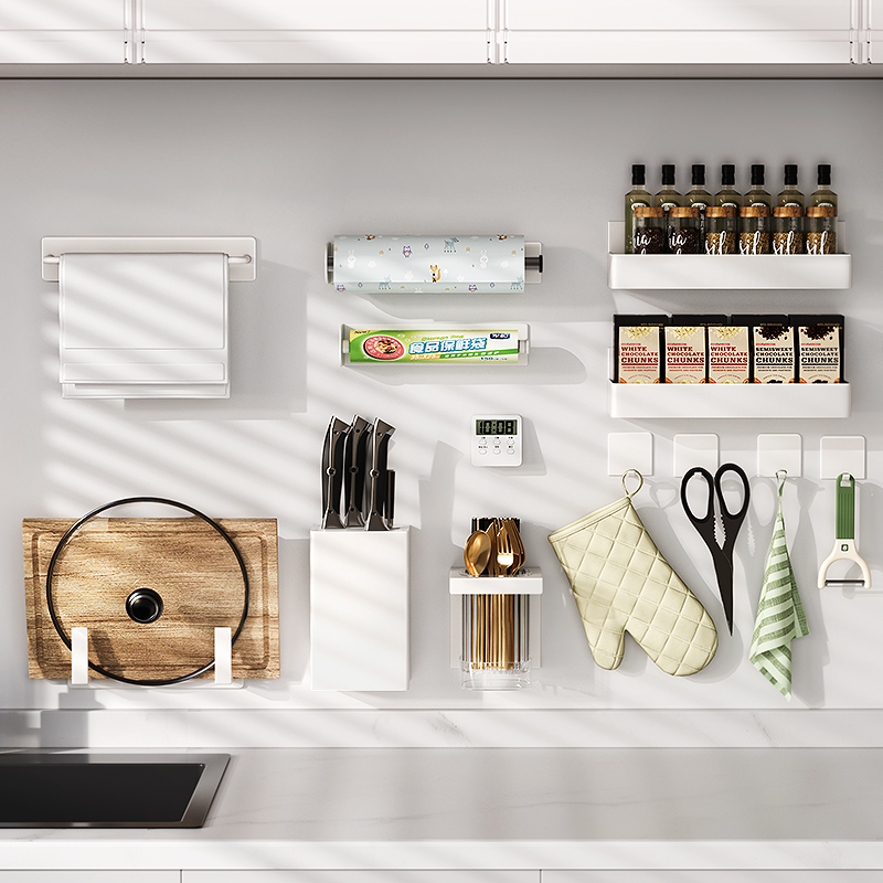 【黑五价】厨房引磁贴珐琅板平替磁吸置物架洞洞板墙面挂架磁吸刀架配件收纳