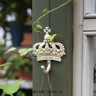 饰 花园庭院墙壁装 铸铁挂钩皇冠王冠壁挂装 园艺杂货 爱上花园