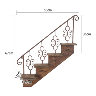 爱上花园美式创意楼梯花架阶梯壁饰店铺墙面置物架做旧楼梯壁挂