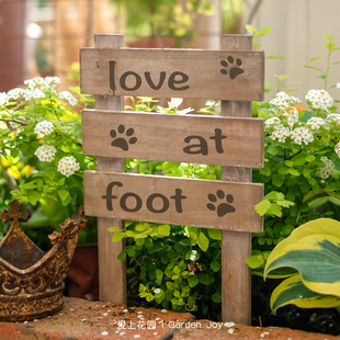 大原木色love 爱上花园 园艺杂货 做旧木牌 foot双杆字母花插