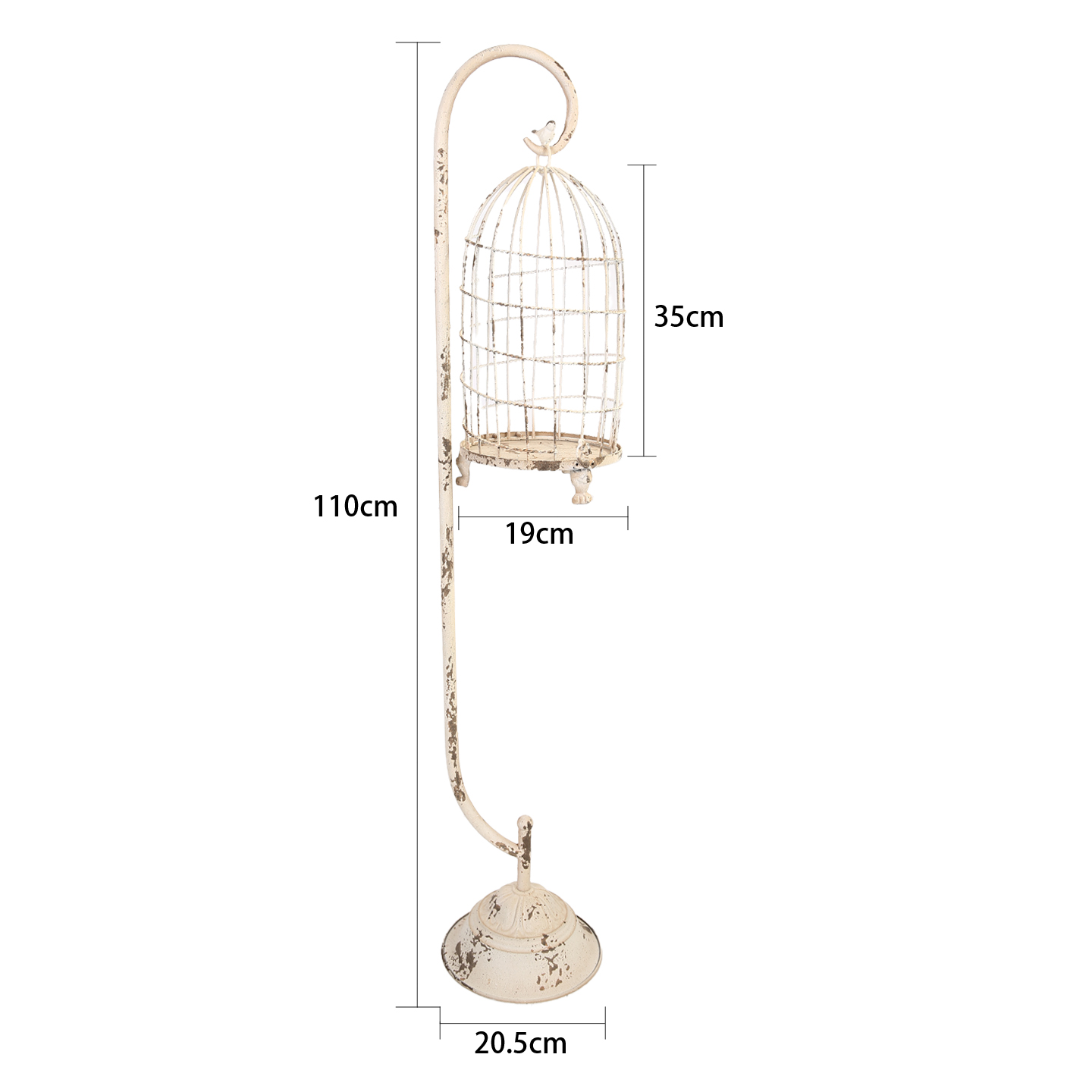 爱上花园家居阳台庭院装饰杂货铁艺做旧底座挂钩悬挂鸟笼