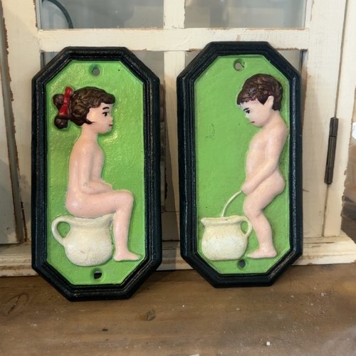 爱上花园|园艺用品花园庭院门廊入口处铸铁欧式卫生间指示牌