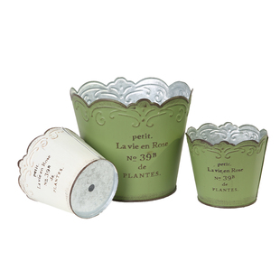 爱上花园家居阳台装饰杂货ins风铁皮做旧波浪边花桶花盆花盒39B88