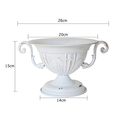 爱上花园 园艺杂货 花园做旧装饰做旧花盆铁皮双耳叶子奖杯