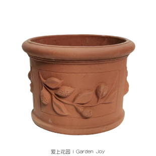 爱上花园丨荷兰工厂 粗制红陶盆粗陶花盆器陶缸 橄榄枝圆口直身盆