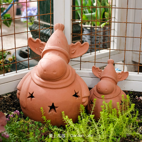 庭院花园摆件装饰红陶可爱动物