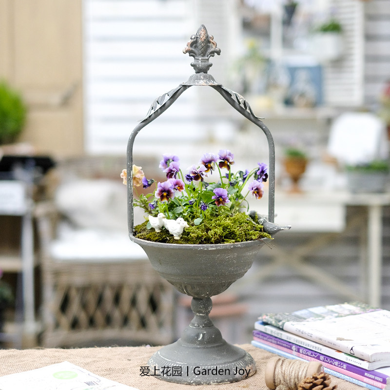 爱上花园丨园艺杂货 花园露台铁艺做旧装饰摆件 长矛提篮鸟食盆,鲜花速递/花卉仿真/绿植园艺,其它园艺用品,淘宝优惠券,粉丝福利购,淘宝优惠卷