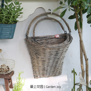 爱上花园丨园艺杂货 做旧 柳编半圆壁挂花篮