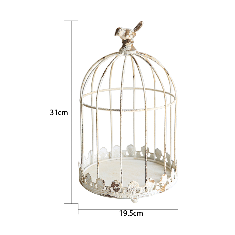 爱上花园鸟笼置物花园摆件装饰铁艺做旧鸟笼蕾丝边底座鸟笼