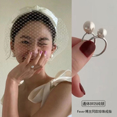 Fever博主同款 珍珠戒指女纯银施家小众设计高级冷淡风可调节指环