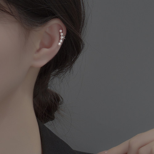 纯银耳夹女夏法式气质珍珠冷淡风