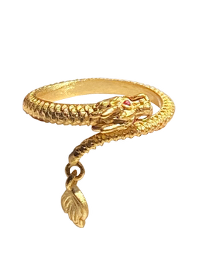 999银神龙摆尾金色可调节戒指