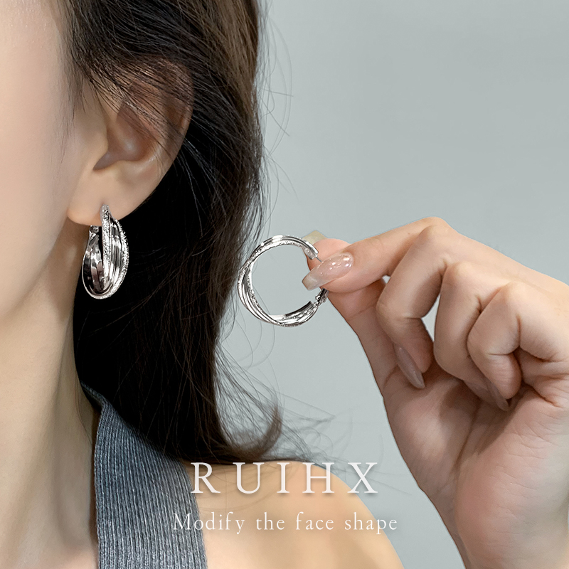 999纯银耳针圈圈耳环轻奢高级感